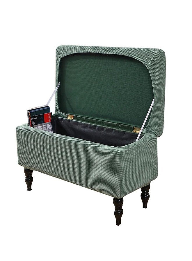 غطاء عثماني مستطيل الشكل من قماش الجاكار المطاطي، قابل للإزالة والطي مع أربطة مطاطية، لون أخضر فاتح كبير - Image 1